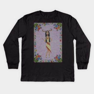 Deer Woman (Fairy Tale Fashion Series 5) Kids Long Sleeve T-Shirt